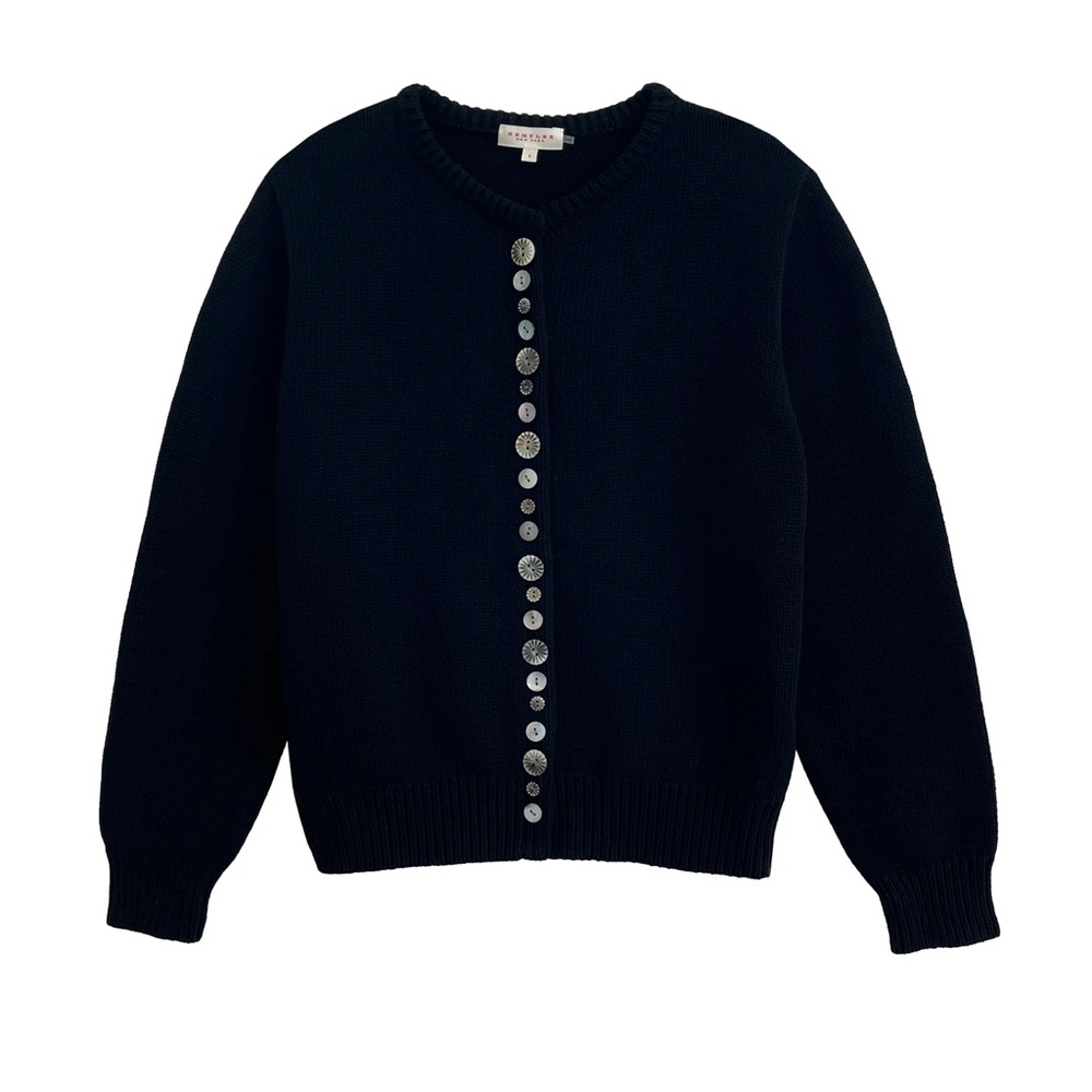 Demylee Soleil Cotton Cardigan in Black, size Small